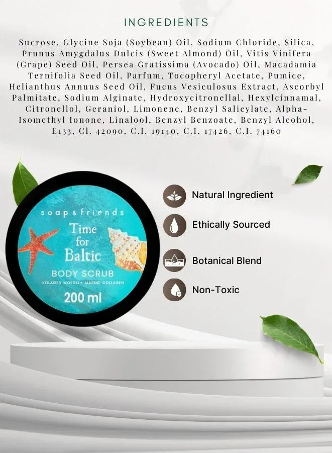 Soap&Friends Natural Time for Baltic Amber Skincare Set with Body Oil Soap Body Scrub and Hand Cream