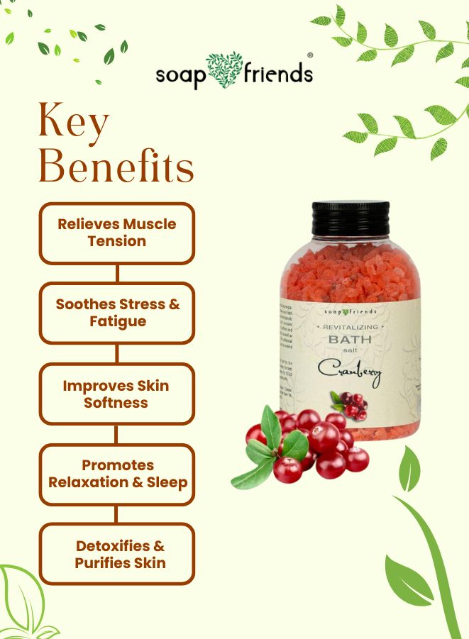 Soap and Friends product with key benefits listed on a green background