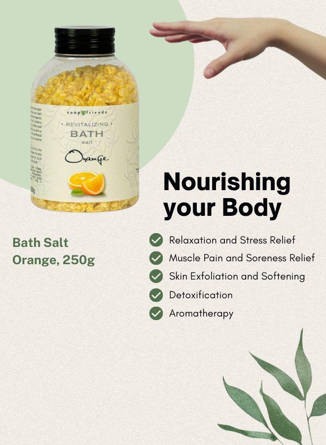 Soap&Friends Fine-Grained Orange Bath Salt – Natural Refreshing Bath Salt for Relaxation, Uplifting Citrus Aroma, Cruelty-Free Wellness Body Care