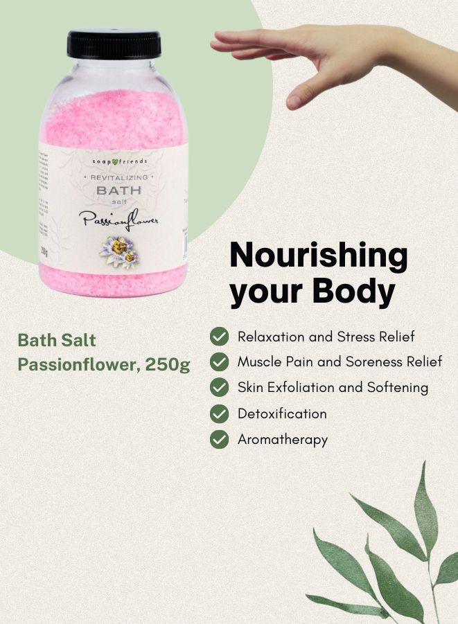 Soap&Friends Fine-Grained Passion Flower Bath Salt – Natural Relaxing Bath Salt with Floral Aroma, Cruelty-Free, Soothing Self-Care for Body & Mind