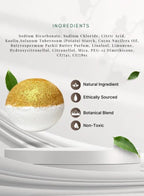 Product packaging with ingredients list and certification icons on a white background