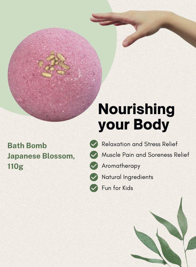 Soap&Friends Japanese Blossom Bath Bomb 110g – Floral Fizzy Bath Bomb with Essential Oils – Relaxing Natural Spa Bath Bomb