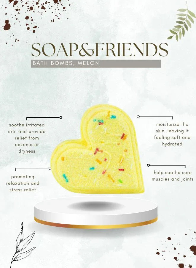 قلب الاستحمام بالبطيخ من سوب آند فريندز: كرة الاستحمام الفوارة المتلألئة - 120 جم