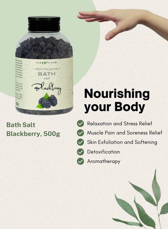 Soap&Friends Juicy Blackberry Bath Salt 500 g – Natural Bath Salt for Nourished Skin, Youthful Glow, and Relaxing Self-Care, Cruelty-Free Body Wellness