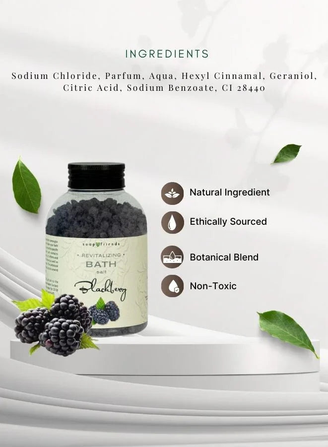 Soap&Friends Juicy Blackberry Bath Salt 500 g – Natural Bath Salt for Nourished Skin, Youthful Glow, and Relaxing Self-Care, Cruelty-Free Body Wellness