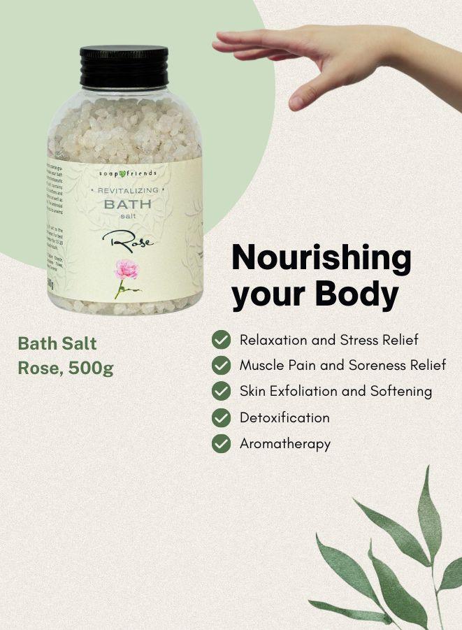 Soap&Friends Romantic Rose Bath Salt – Natural Bath Salt for Youthful Radiance, Soft Skin, and Relaxing Self-Care, Cruelty-Free Luxury Body Wellness