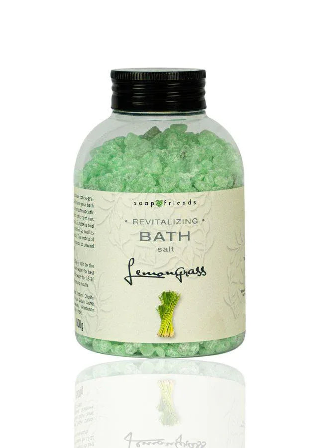 Soap&Friends Energizing Lemongrass Bath Salt 500 g – Natural Bath Salt for Revitalized Skin, Youthful Vitality, and Relaxation, Cruelty-Free Body Care