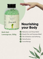 Soap&Friends Energizing Lemongrass Bath Salt 500 g – Natural Bath Salt for Revitalized Skin, Youthful Vitality, and Relaxation, Cruelty-Free Body Care