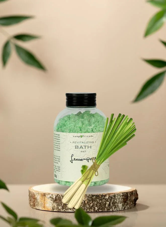Soap&Friends Energizing Lemongrass Bath Salt 500 g – Natural Bath Salt for Revitalized Skin, Youthful Vitality, and Relaxation, Cruelty-Free Body Care