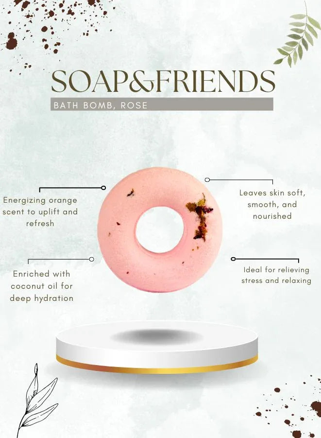 SPA Bath Bomb Damask Rose | 130g – Rose-Scented Fizzing Bath Bomb for Skin Hydration and Relaxation