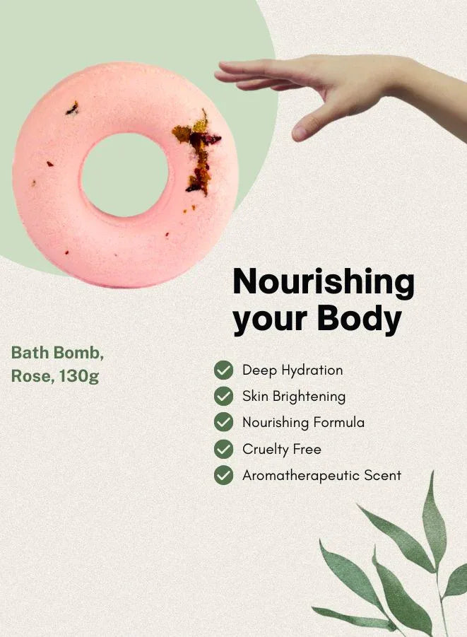 SPA Bath Bomb Damask Rose | 130g – Rose-Scented Fizzing Bath Bomb for Skin Hydration and Relaxation