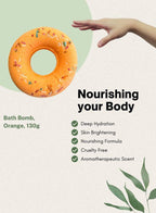 صابون وأصدقاء - قنبلة استحمام برتقالية بدونات، مرطبة، علاجية بالروائح وجاهزة للاستخدام في المنتجعات الصحية، 130 غرام