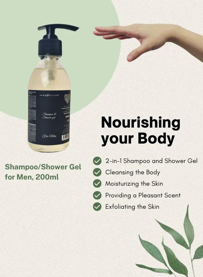 Soap&Friends Men's Grooming Set - Shea Hand Cream 80ml, Shower Gel 200ml, and Soap Bar 130g