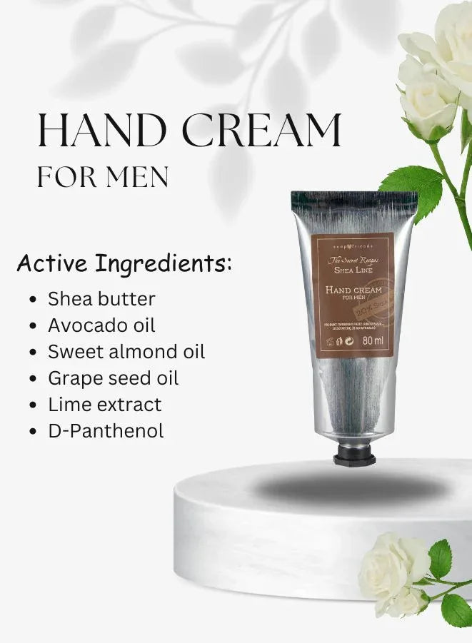 Soap&Friends Men's Grooming Set - Shea Hand Cream 80ml, Shower Gel 200ml, and Soap Bar 130g