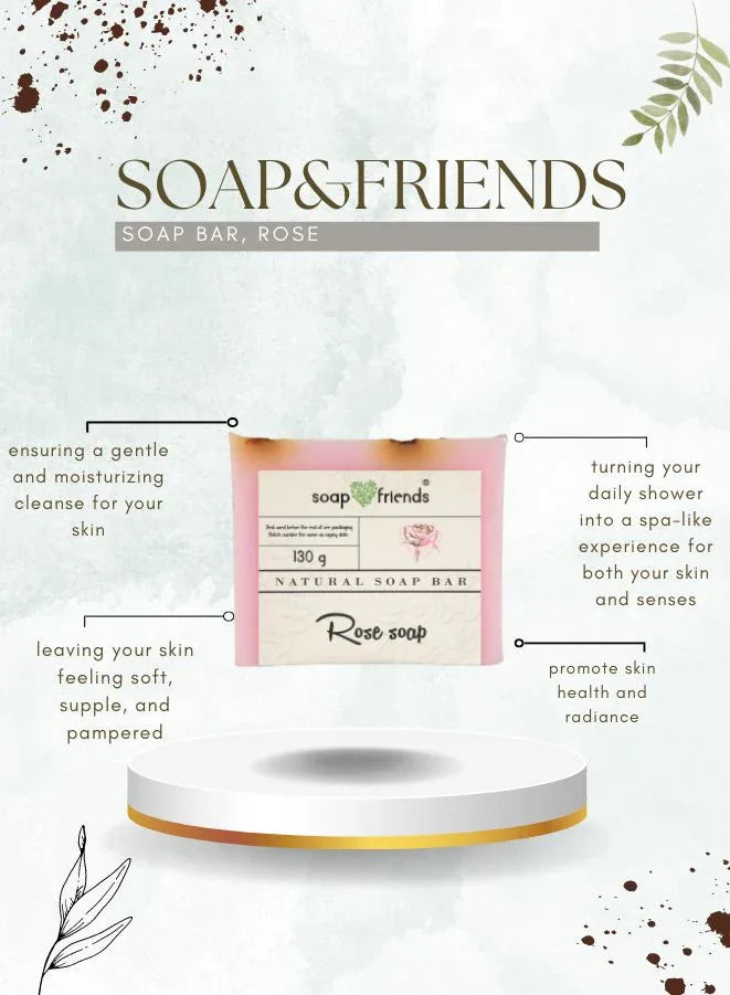 Soap&Friends Damask Rose Hand Cream (80ml) & Bar Soap (130g) Set of 2
