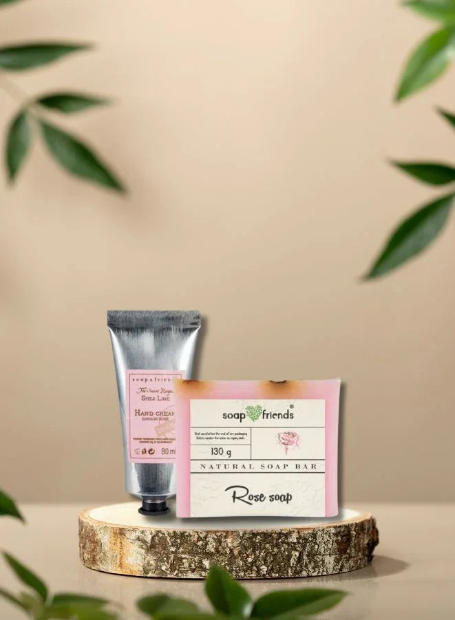 Soap&Friends Damask Rose Hand Cream (80ml) & Bar Soap (130g) Set of 2