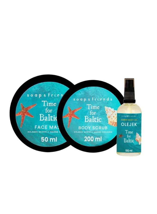 Time for Baltic Skincare Set – Body Scrub, Face Mask & Nourishing Body Oil