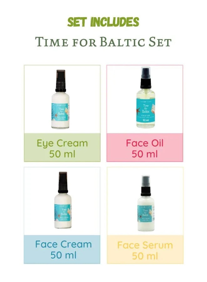 Time for Baltic Skincare Set – Collagen Face Oil, Eye Cream, Face Serum & Face Cream