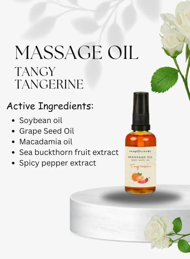 Tangy Tangerine Warming Spa Set – Anti-Cellulite Body Oil, Body Butter, and Scrub with Capsaicin for Skin Firming & Circulation Boost (Set of 3)