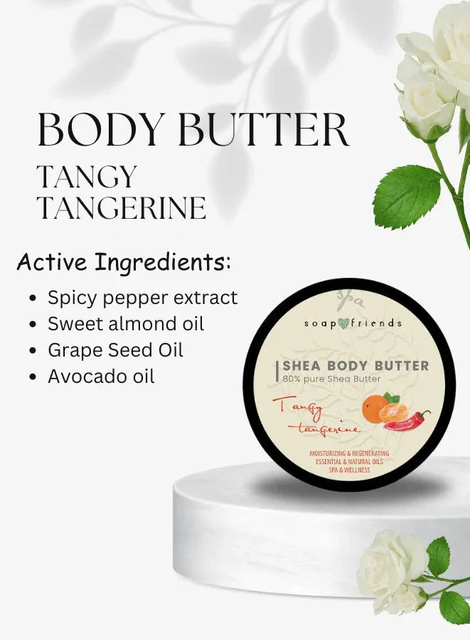 Tangy Tangerine Warming Spa Set – Anti-Cellulite Body Oil, Body Butter, and Scrub with Capsaicin for Skin Firming & Circulation Boost (Set of 3)