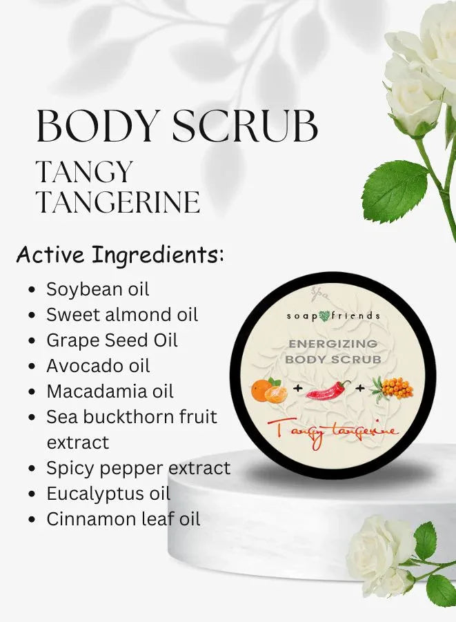 Tangy Tangerine Warming Spa Set – Anti-Cellulite Body Oil, Body Butter, and Scrub with Capsaicin for Skin Firming & Circulation Boost (Set of 3)