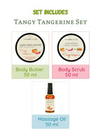 Tangy Tangerine Warming Spa Set – Anti-Cellulite Body Oil, Body Butter, and Scrub with Capsaicin for Skin Firming & Circulation Boost (Set of 3)