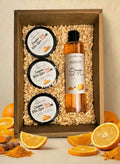 Soap&Friends Natural Orange Skincare Gift Set with Body Scrub Body Butter Face Mask and Shower Gel for Daily Skin Care Routine