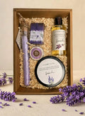 Soap&Friends Natural Lavender Skincare Set with Bath Salt Soap Body Scrub Body Butter and Massage Oil