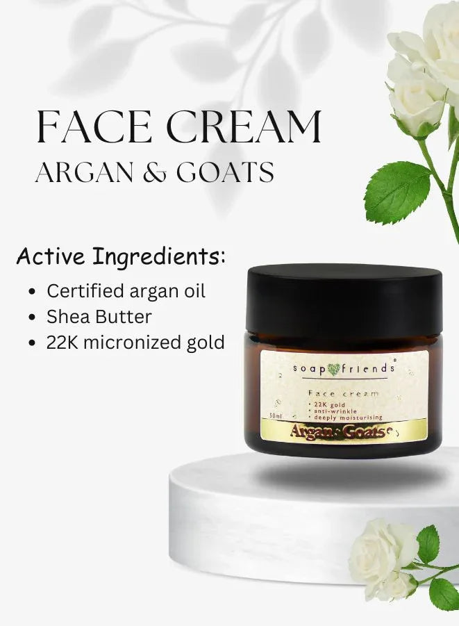Soap & Friends Anti-Wrinkle Face Cream with Argan Oil & Goat’s Milk, 50ml | Hydrating & Firming Moisturizer for Aging Skin