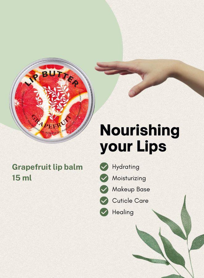 Naturally Crafted Grapefruit Lip Balm for Moisturized Lips, 15ml
