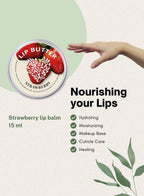 Strawberry Flavour Lip Balm with Organic Shea, Coconut, and Cocoa Butter for Silky Smooth Lips, 15ml