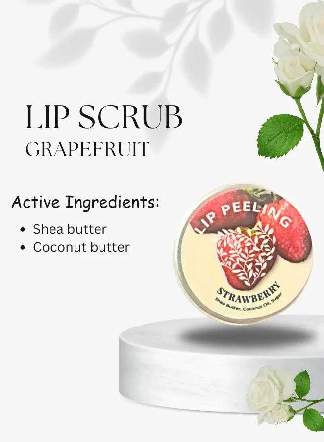 Natural Strawberry Lip Scrub for Moisture and Nourishing Lips by Soap&Friends, 15ml