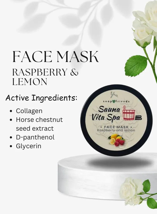 Organic Raspberry Lemon Gel Face Mask for Sauna and Steam Bath, 50ml