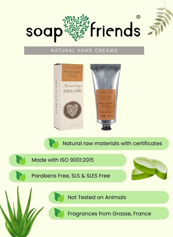 Soap & Friends natural hand cream packaging with aloe vera illustration on a white background