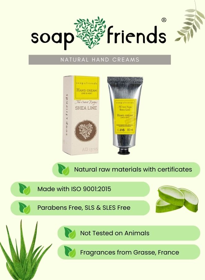 soap & friends natural hand creams with product packaging.