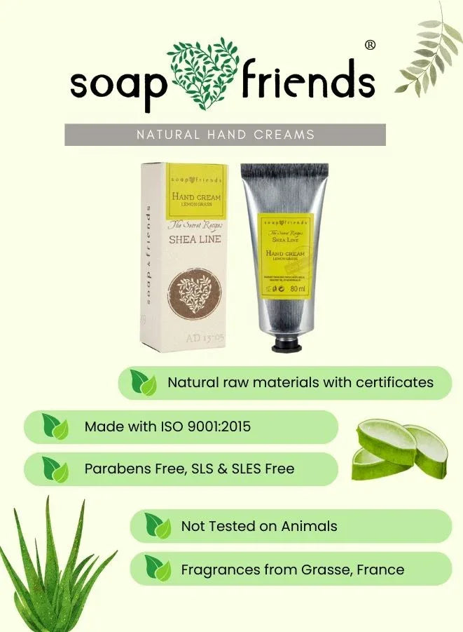 soap & friends natural hand creams with product packaging