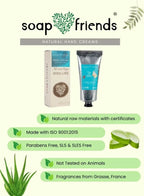 Soap & Friends natural hand cream packaging on a white background