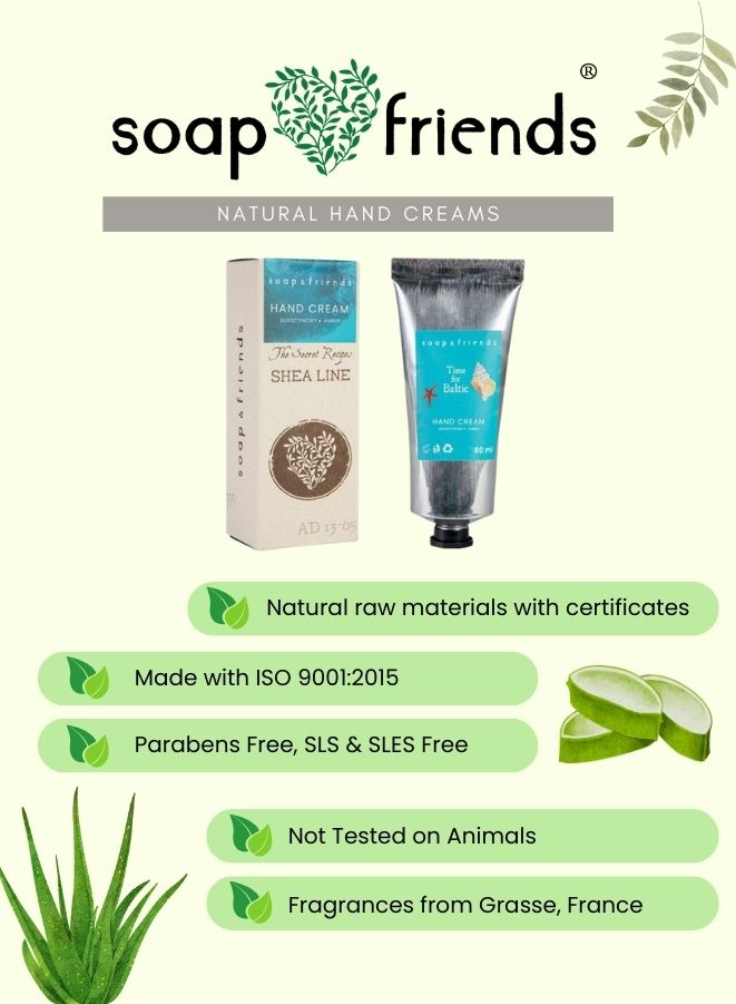 Soap & Friends natural hand cream packaging on a white background