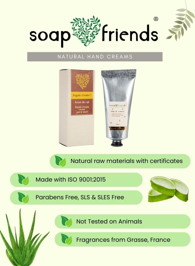 Soap & Friends natural hand cream with packaging on a white background