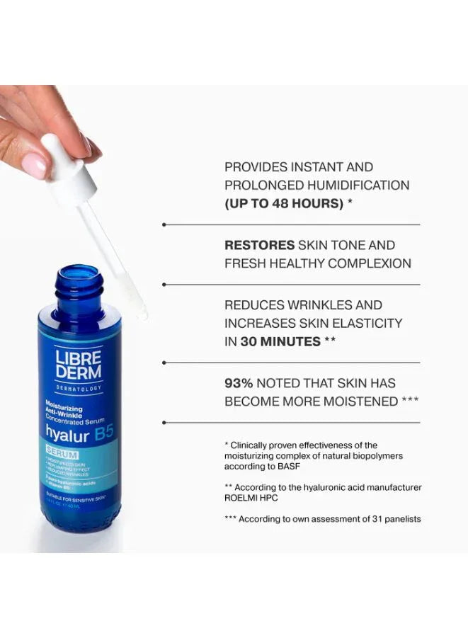 Librederm hyalur B5 face serum bottle with dropper on a white background