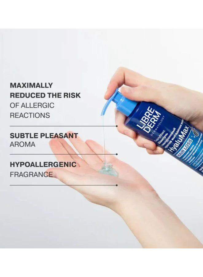 Hand holding a Librederm product with text highlighting features on a light gray background