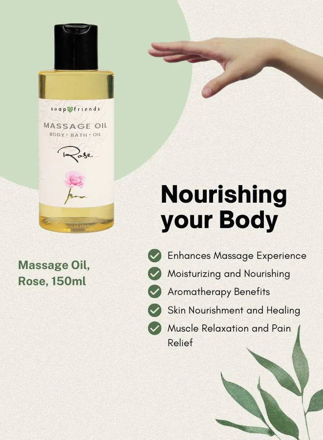 Soap & Friends Damask Rose Natural Body & Massage Oil – Aromatherapy Oil for Hydrated & Radiant Skin – 150ml