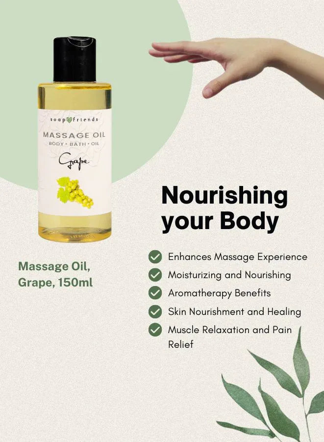 Soap & Friends Grape Natural Body & Massage Oil – Nourishing Antioxidant-Rich Skin Care – 150ml