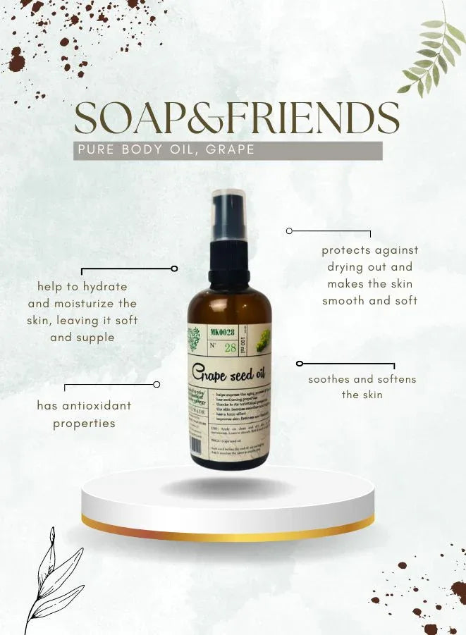 Pure Grape Seed Oil - 100% Natural Oil, 100 ml