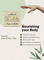 صابون الذهب بالغليسيرين العضوي وزيت الأرغان (130 جم) - مصنوع يدويًا بمستخلصات نباتية وزيوت أساسية لبشرة مرطبة ومشرقة