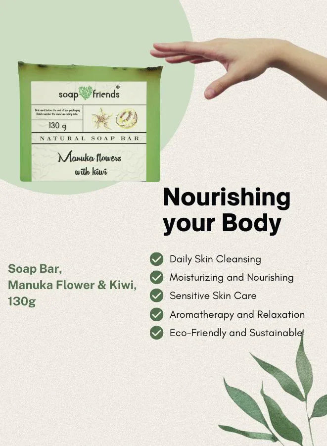 Soap & Friends Manuka Flower & Kiwi Natural Handmade Bar Soap