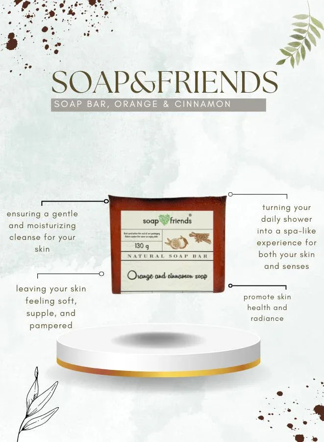 Soap & Friends Orange and Cinnamon Natural Handmade Soap Bar for Daily Cleansing