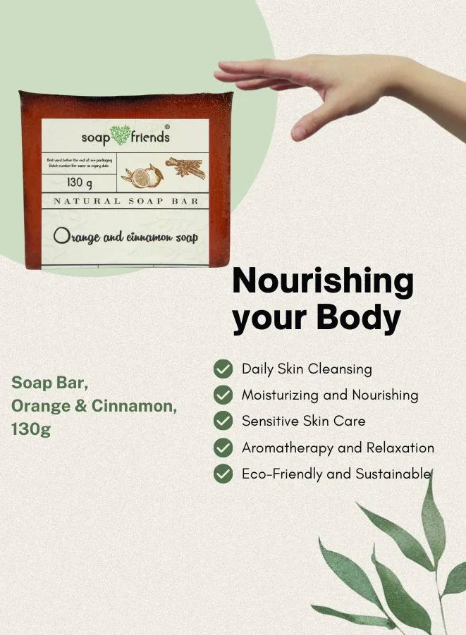 Soap & Friends Orange and Cinnamon Natural Handmade Soap Bar for Daily Cleansing