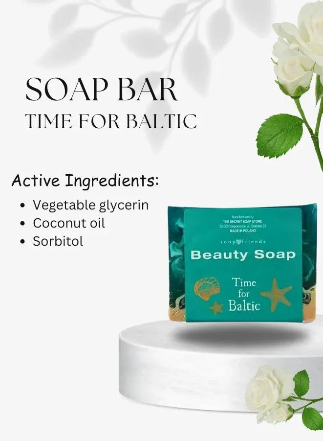 Soap&Friends Natural Time for Baltic Amber Skincare Set with Body Oil Soap Body Scrub and Hand Cream