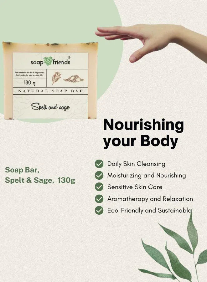 Soap & Friends St Hildegarda's Sage and Spelt Natural Handmade Soap Bar